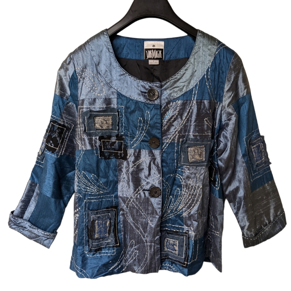Yak Magic 100% Silk Patchwork Boho Artsy Jacket Large